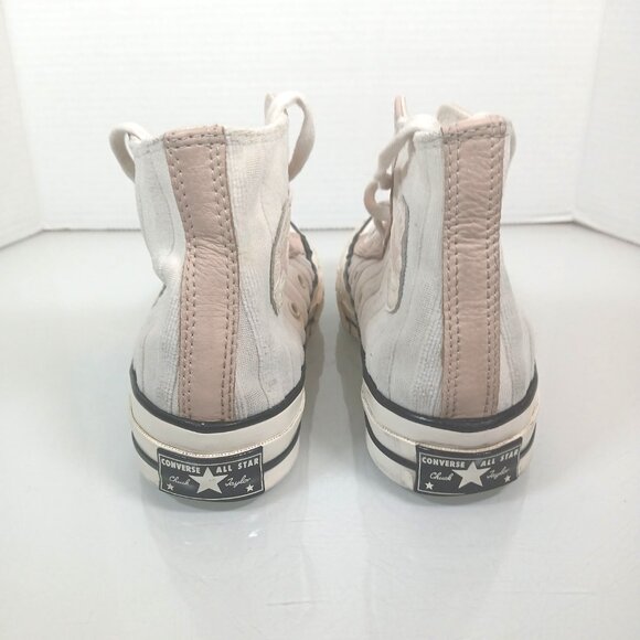 Converse Size 7.5 Chuck 70 Striped Hi Top Shoe Egret/Pink Terry Cloth All Star - Picture 8 of 9